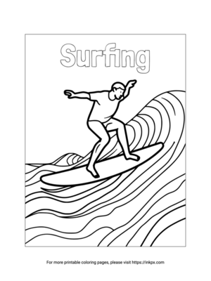 Printable Surfing Coloring Sheet