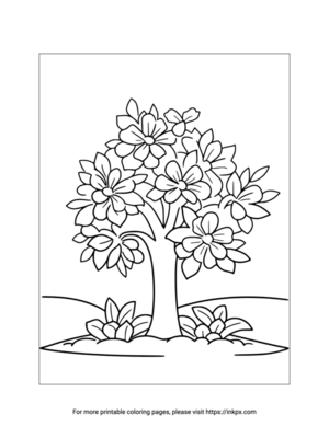 Free Printable Flower Tree Coloring Page