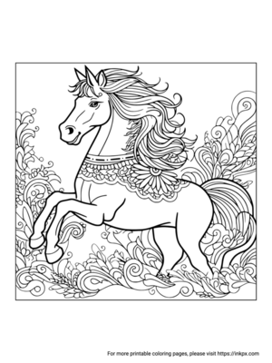 Free Printable Horse Coloring Page for Adults