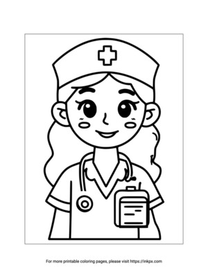 Free Printable Cartoon Nurse Coloring Page