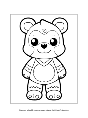 Printable Cartoon Bear Coloring Page