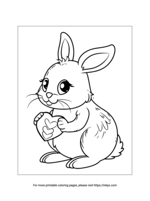 Printable Bunny & Heart Coloring Page