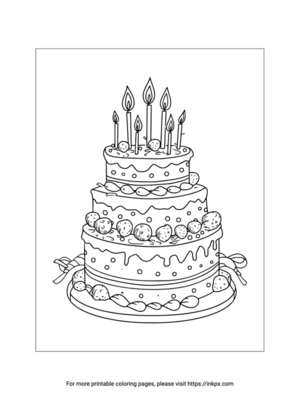 Printable 7th Birthday Cake Coloring Page