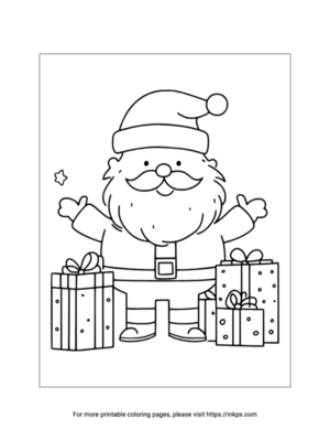 Free Printable Santa Claus & Gifts Coloring Sheet