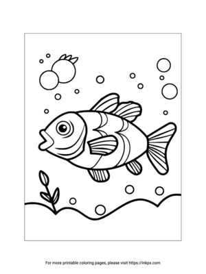 Printable Fish & Bubble Coloring Page