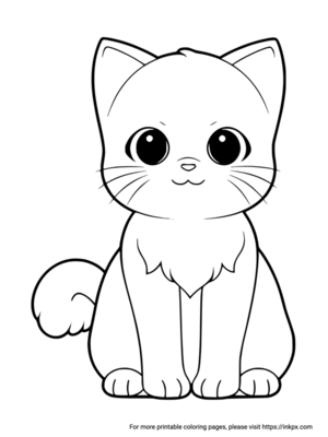 Free Printable Cute Cat Coloring Page