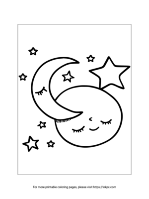 Free Printable Sun and Moon and Star Coloring Page