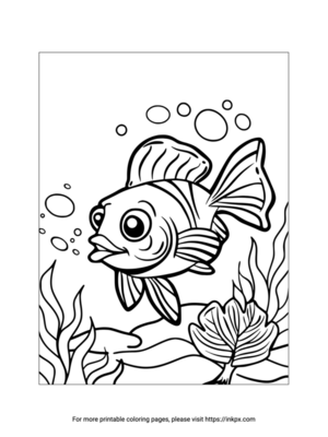 Printable Fish in River Coloring Sheet