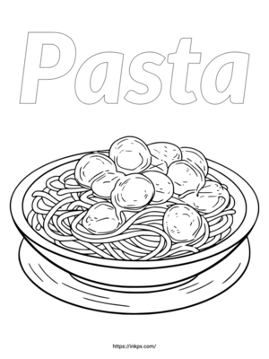 Free Printable Simple Pasta Coloring Page