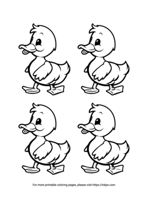 Printable Quadruple Ducks Coloring Page