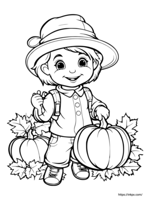 Free Printable Pumpkin Harvest Coloring Page
