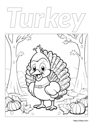 Free Printable Cute Turkey Coloring Page