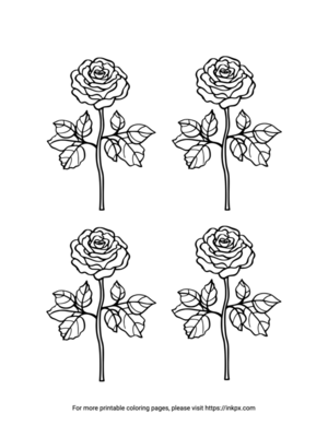 Free Printable Quadruple Roses Coloring Page