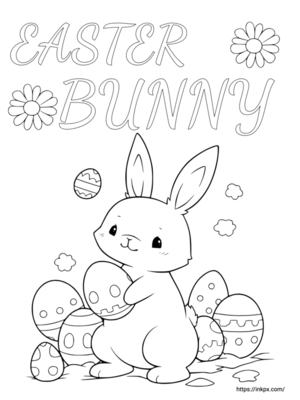 Free Printable Easter Bunny & Eggs Coloring Page