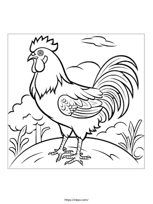 Free Printable Rooster Coloring Page