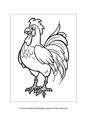 Printable Cartoon Rooster Coloring Sheet