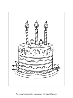 Printable 3rd Birthday Cake Coloring Page