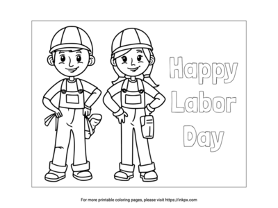 Free Printable Construction Workers Coloring Page