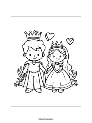 Printable Cute Prince & Princess Coloring Page