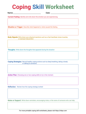 Coping Skill Worksheets