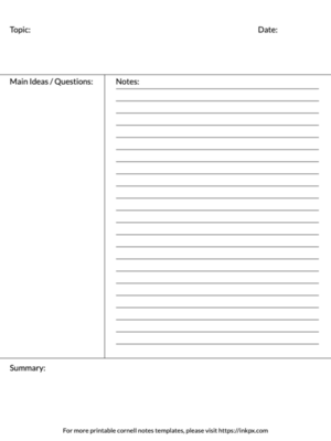 Printable Basic Cornell Notes Template