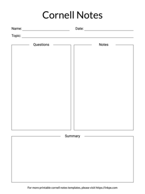Printable Cornell Notes Templates