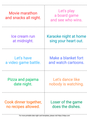 Free Printable Colorful Fun & Playful Date Night Card