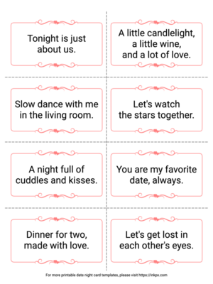 Free Printable Romantic & Sweet Date Night Card Template