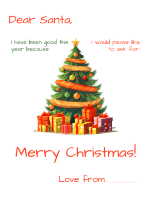 Free Printable Blank Christmas Tree Dear Santa Letter Template