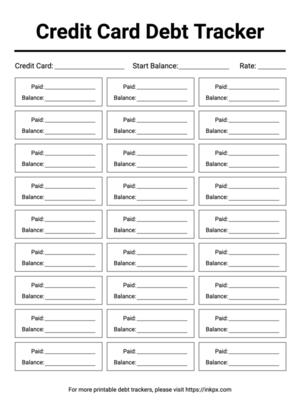 Free Printable Minimalist Tile Style Credit Card Debt Tracker Template