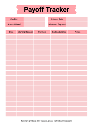 Free Printable Tile Style Light Salmon Pink Color Pay Off Debt Tracker Template