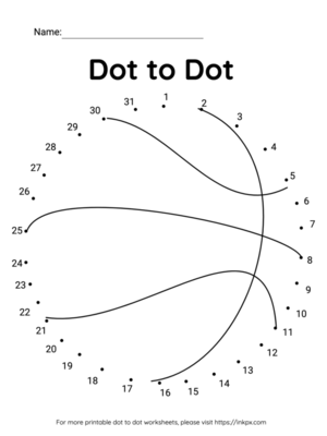Printable Basketball Dot to Dot Worksheet 1-31
