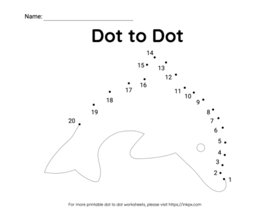 Free Printable Dolphine Dot to Dot Worksheet 1-20