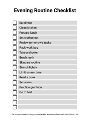 Free Editable and Printable Simple Evening Routine Checklist 