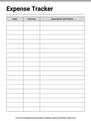 Free Printable Clean Style Black and White Expense Tracker