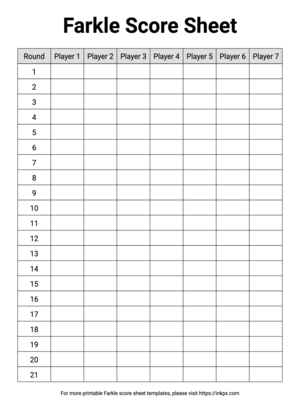 Free Printable Simple Farkle Score Sheet