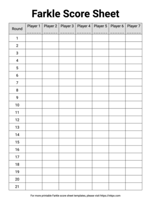 Free Printable Farkle Score Page