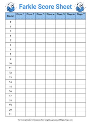 Free Printable Colorful Farkle Score Page