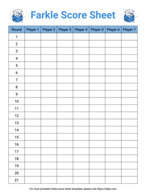 Free Printable Simple Colorful Farkle Score Sheet