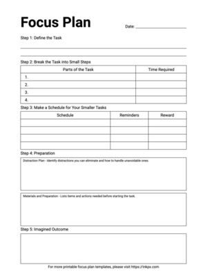 Free Printable Simple ADHD Focus Plan Template