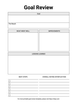 Free Printable Simple Goal Review Template