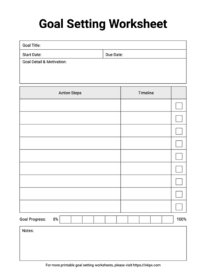 Free Printable Simple Goal Setting Worksheet