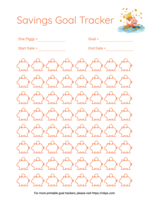 Free Printable Mandarin Color Savings Goal Tracker
