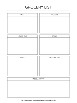 Free Printable Clean Grocery List Template