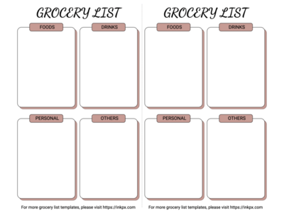 Free Printable Two Side Grocery List Template