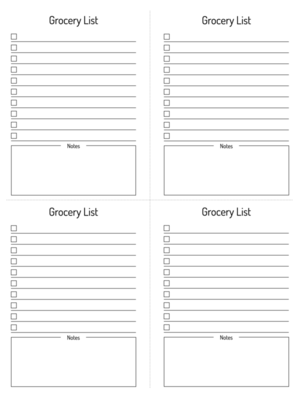 Free Printable Even Compact Style Grocery List Template