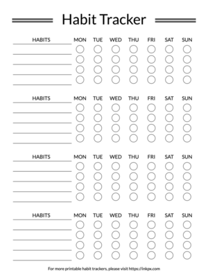 Free Printable Compact Checkbox Style Weekly Habit Tracker