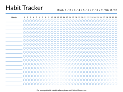 Printable Colorful Checkbox Style Daily/Monthly Habit Tracker