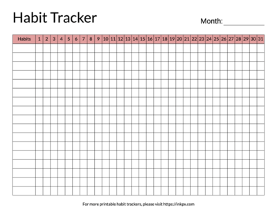 Printable Colorful Table Style Habit Tracker Template