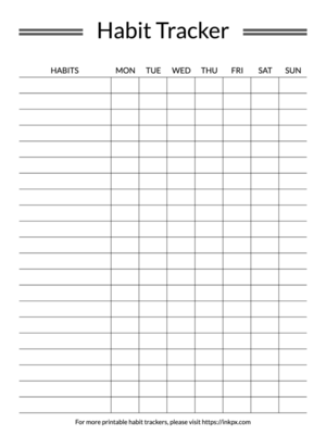 Printable Simple Table Style Weekly Habit Tracker Template